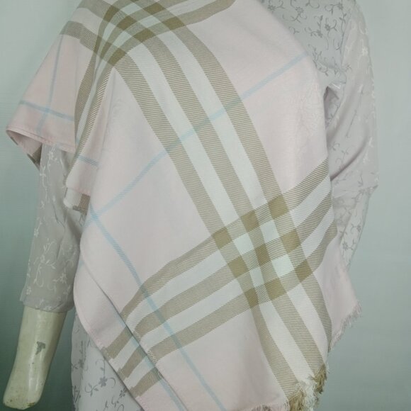 Authentic Burberry Scarf Stole Shawl Wrap 100% Cashmere Nova Monogram Used - Picture 1 of 13